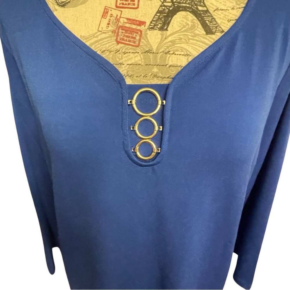 By design Chic Royal Blue Long Sleeve Women's Top - Picture 2 of 4